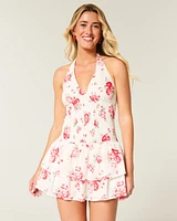 Double-Tier Smocked Halter Skort Dress