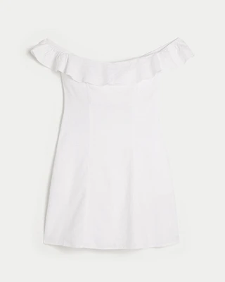 Off-the-Shoulder A-Line Ruffle Mini Dress