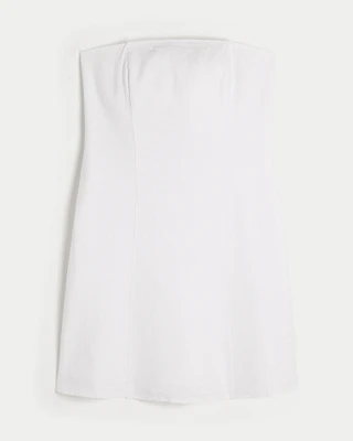 Linen-Blend Strapless Mini Dress