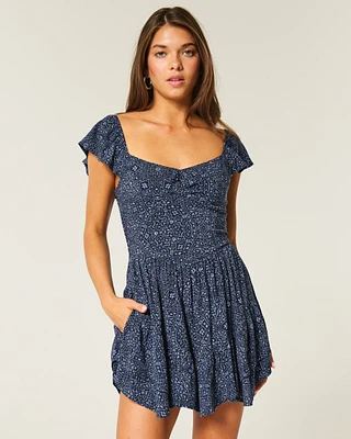 Cinch-Bust Mini Skort Dress