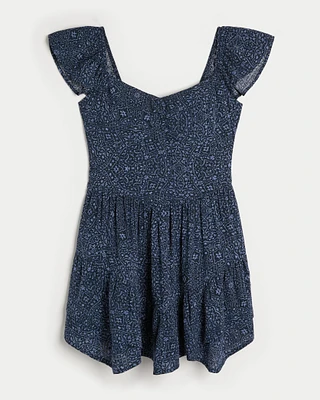 Cinch-Bust Mini Skort Dress