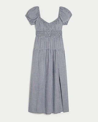 Short-Sleeve Open-Back Maxi Dress
