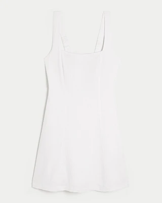 Linen-Blend Structured Mini Dress