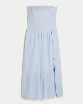 Strapless Blouson Maxi Dress