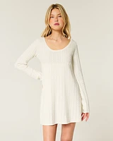 Cable-Knit Babydoll Sweater Dress
