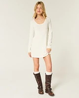 Cable-Knit Babydoll Sweater Dress
