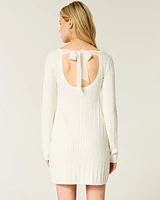 Cable-Knit Babydoll Sweater Dress