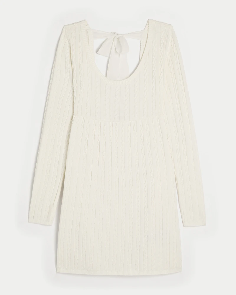 Cable-Knit Babydoll Sweater Dress