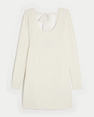 Cable-Knit Babydoll Sweater Dress
