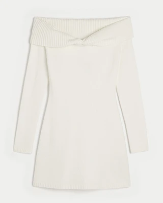 Off-the-Shoulder Twist Bust Sweater Dress