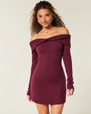 Off-the-Shoulder Twist Bust Sweater Dress