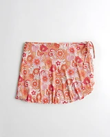 Social Tourist Shine Swim Wrap Ruffle Mini Skirt