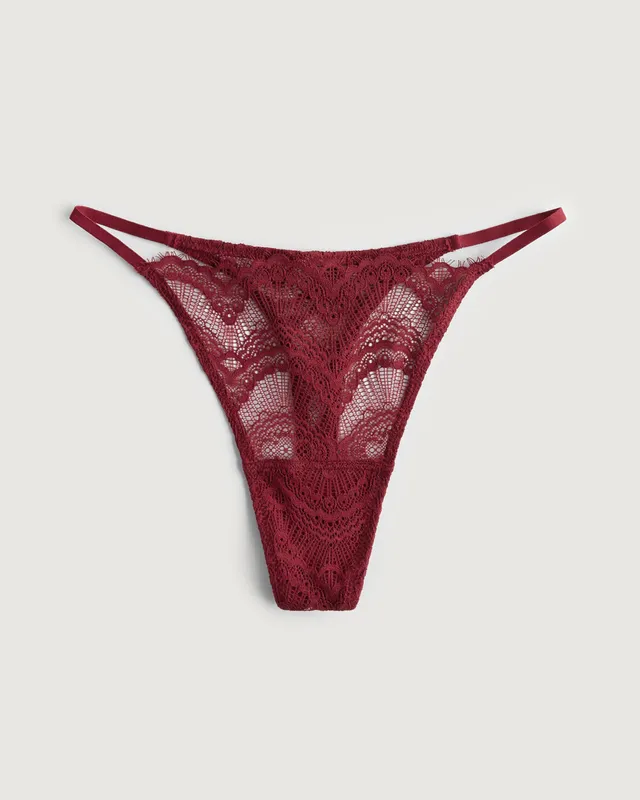 Show Off Hibiscus Lace Ruched String Thong Underwear