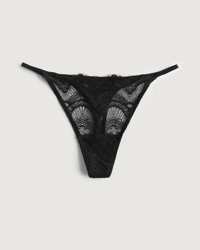 Gilly Hicks Floral Lace Strappy Thong 3-Pack In Black for Women