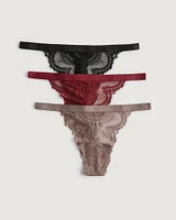 Gilly Hicks String-Tanga mit Spitze, 3er-Pack