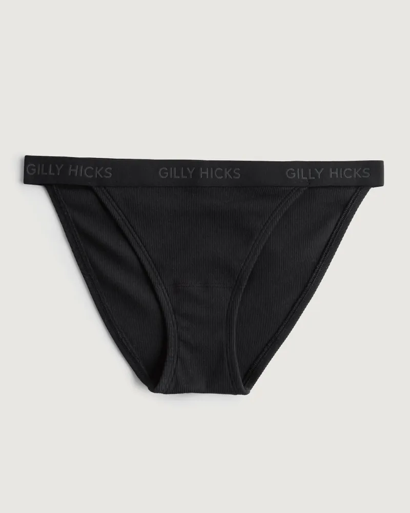 Gilly Hicks rib logo cotton short briefs in gray