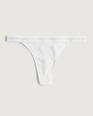 Gilly Hicks Ribbed Cotton Blend Thong Underwear