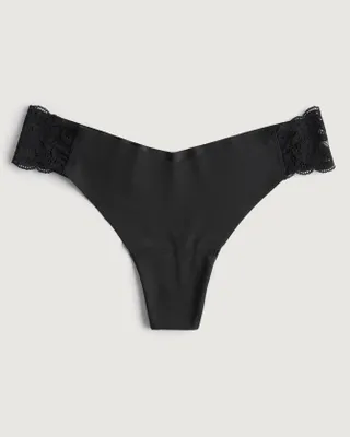 Gilly Hicks Lace-Side No-Show Thong Underwear