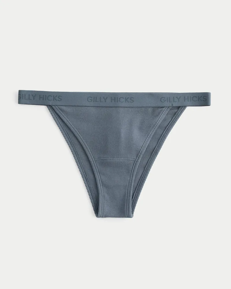 Gilly Hicks Ribbed Cotton Blend Cheeky Underwear
