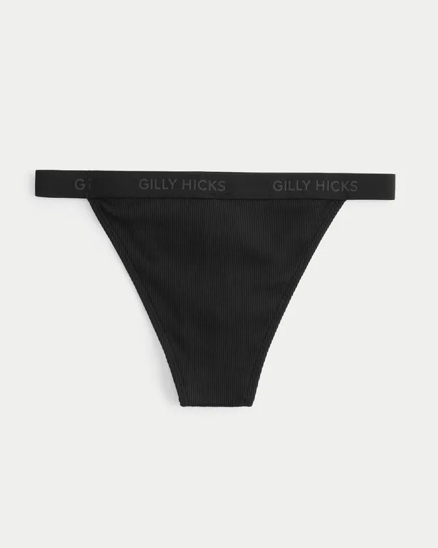 Hollister Gilly Hicks Ribbed Cotton Blend Thong Underwear 3-Pack