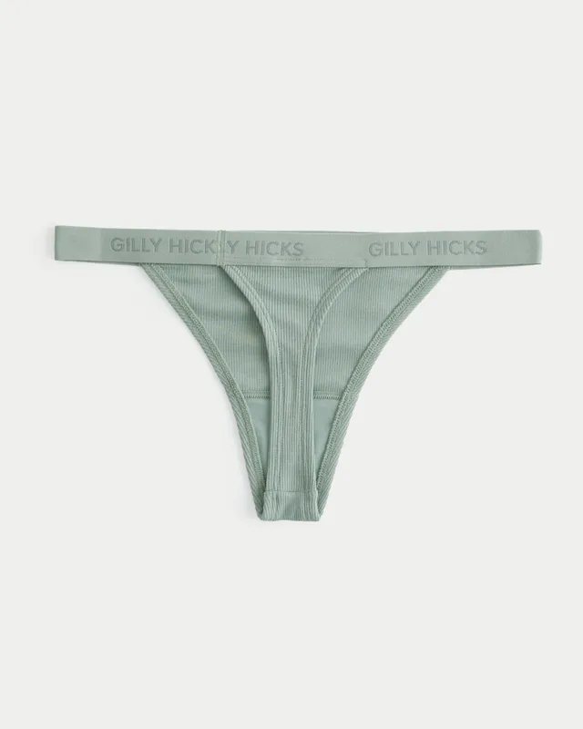 Hollister Gilly Hicks Ribbed Cotton Blend Thong Underwear 3-Pack