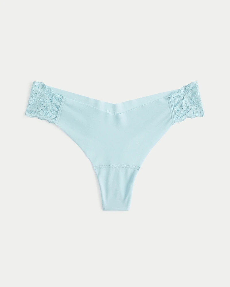 Gilly Hicks Lace-Side No-Show Thong Underwear