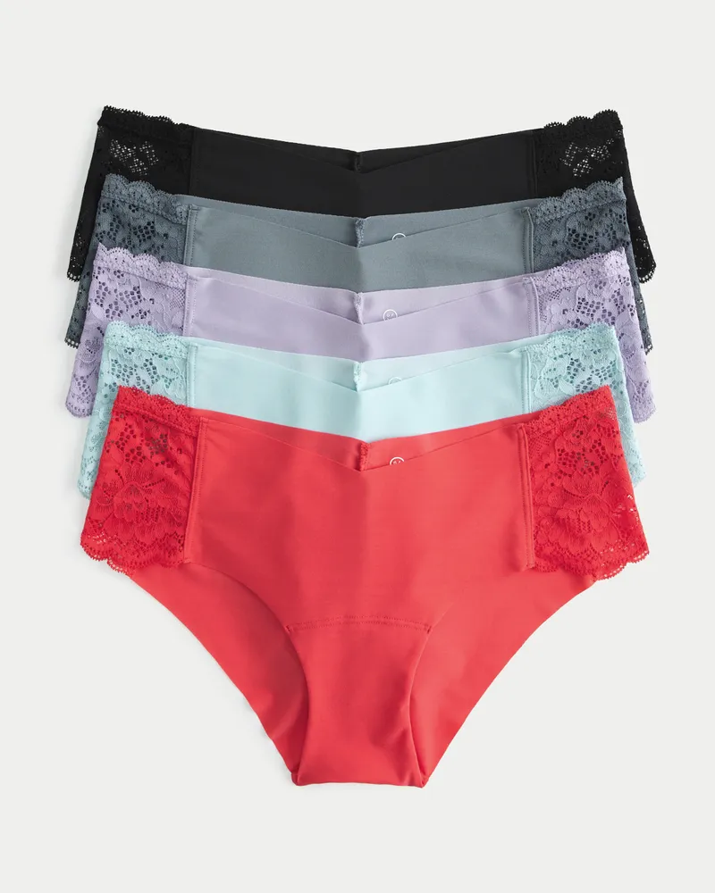 Hollister Gilly Hicks Lace-Side No-Show Hiphugger Underwear 5-Pack