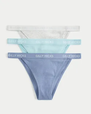 Gilly Hicks Ribbed Cotton Blend Cheeky Underwear -Pack