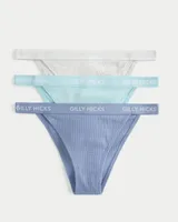 Gilly Hicks Ribbed Cotton Blend Cheeky Underwear 3-Pack