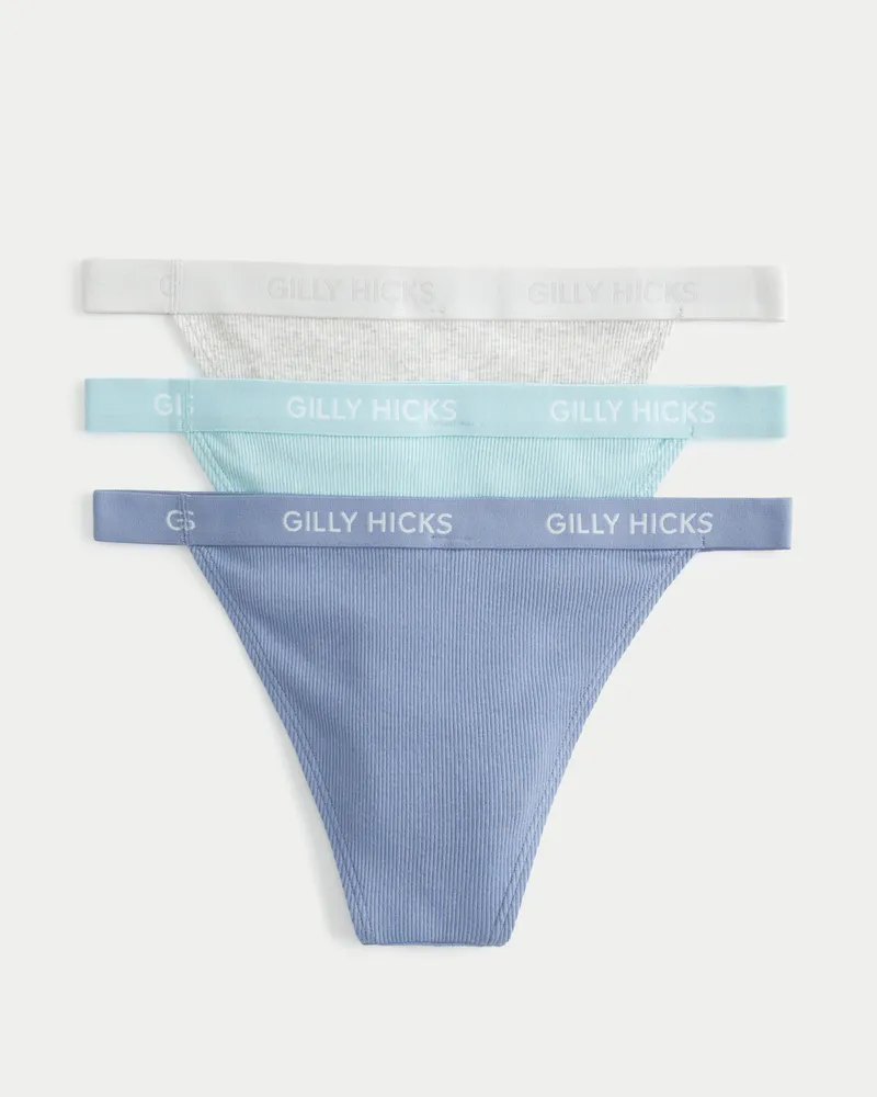 Gilly Hicks Ribbed Cotton Blend Cheeky Underwear 3-Pack