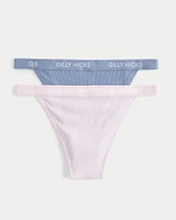 Gilly Hicks Ribbed Cotton Blend Cheeky Underwear 2-Pack