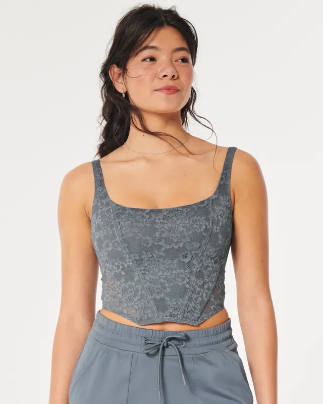 Hollister Gilly Hicks Woven Lace-Up Corset