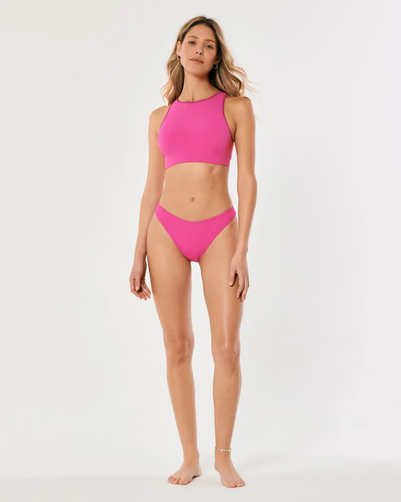 Gilly Hicks Ribbed High-Neck Bikini Top