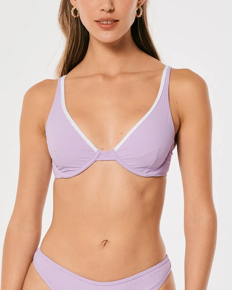 Gilly Hicks Ribbed Underwire Plunge Bikini Top