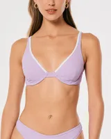 Gilly Hicks Ribbed Underwire Plunge Bikini Top