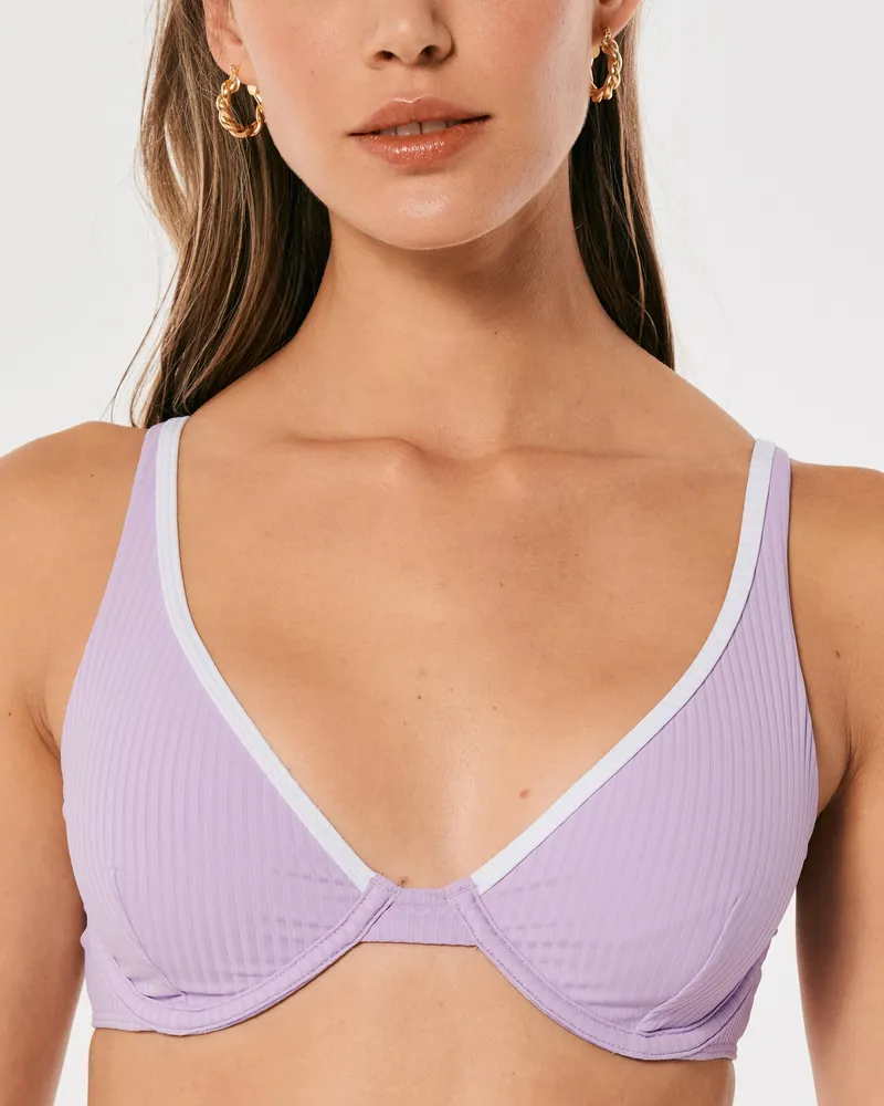 Hollister Gilly Hicks Ribbed Underwire Plunge Bikini Top