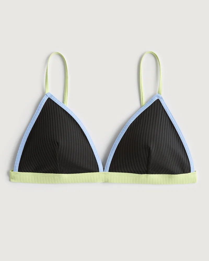 Gilly Hicks cotton rib logo triangle bra in blue