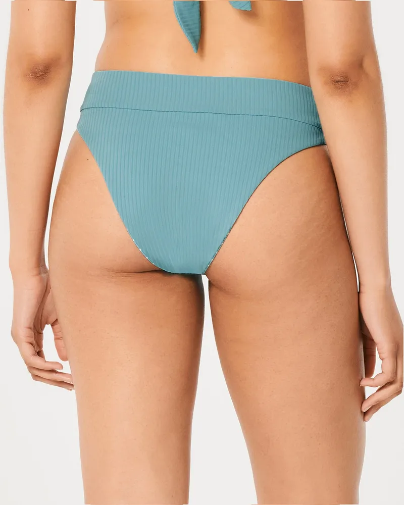 Hollister Gilly Hicks Ribbed Cotton Blend High-leg Cheeky Underwear in Blue