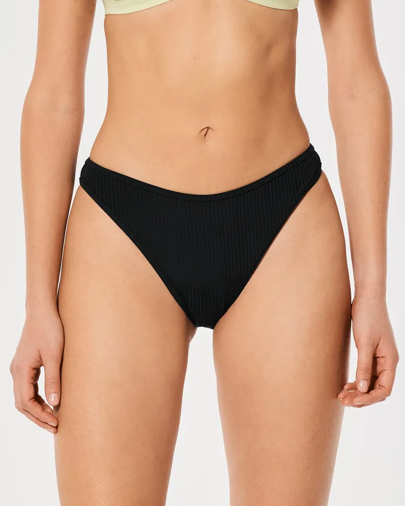 Gilly Hicks High-Leg Ribbed Cheeky Bikini Bottom