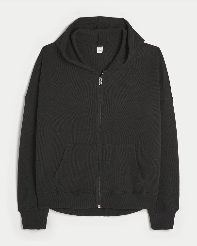 Gilly Hicks Oversized Waffle Zip-Up Hoodie