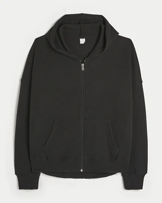 Gilly Hicks Oversized Waffle Zip-Up Hoodie