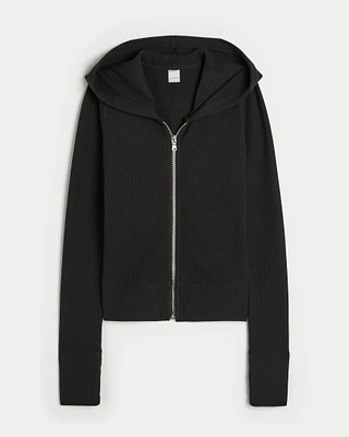 Gilly Hicks Waffle Zip-Up Hoodie