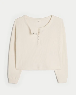 Gilly Hicks Waffle Off-the-Shoulder Henley