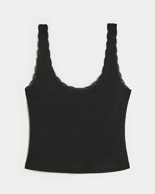 Gilly Hicks Cozy Waffle Lace Trim Tank