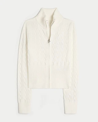 Gilly Hicks Cable-Knit Zip-Up Sweater