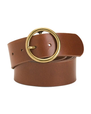 Leather Circle Buckle Belt