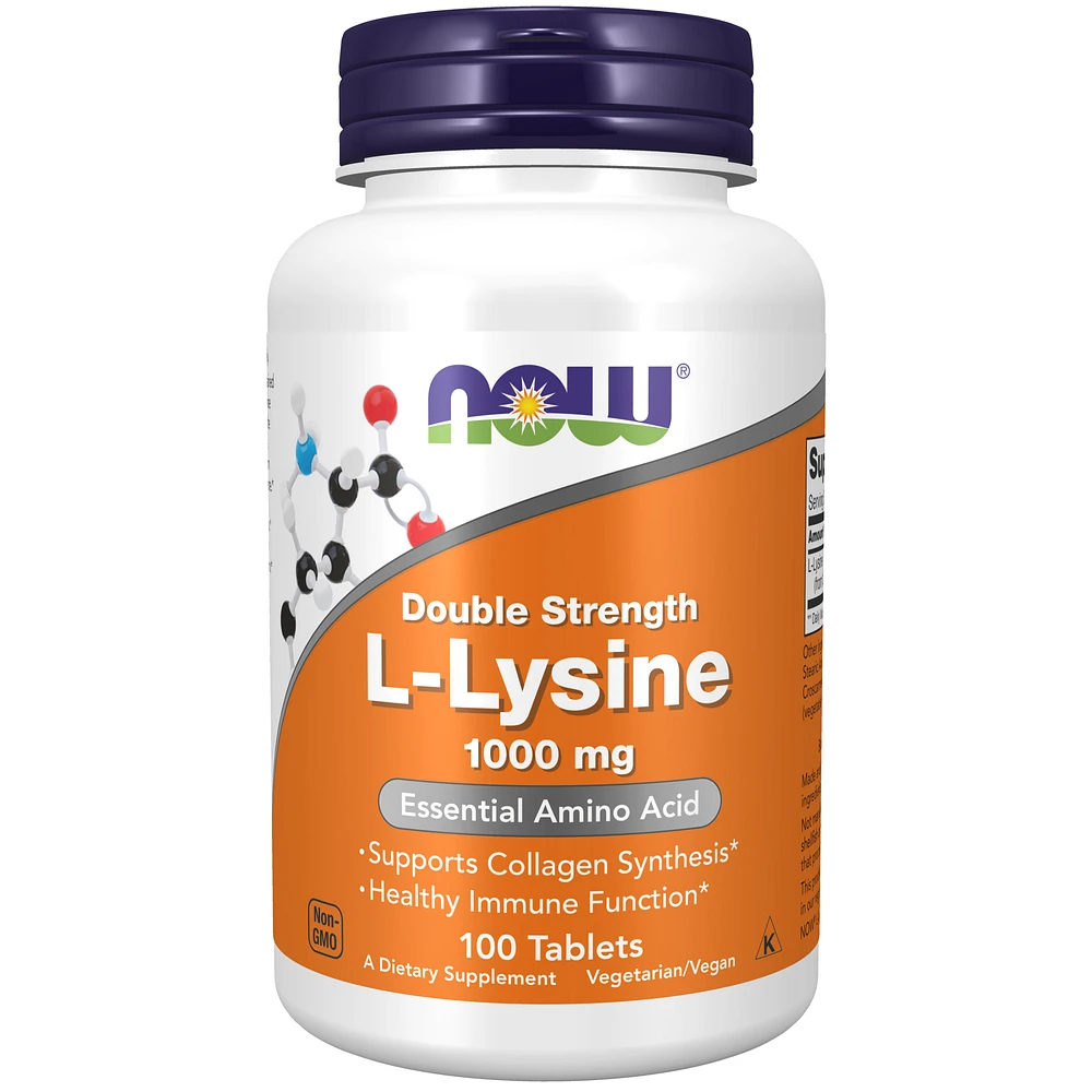 L-Lysine (L-Lysine Hydrochloride) 1,000 mg, Double Strength, Amino Acid, 100 Tablets