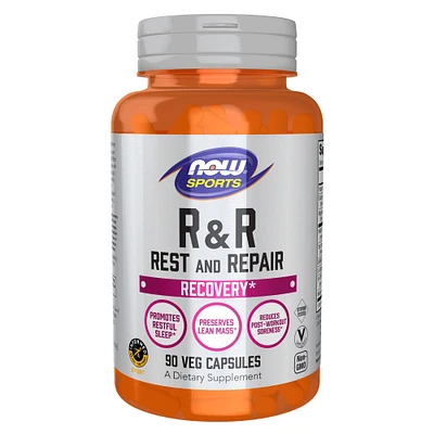 R&R Rest and Repair, Recovery*, Promotes Restful Sleep*, Preserves Lean Mass, Reduces Post-Workout Soreness*, Vegan, NGMO, 90 Veg Capsules