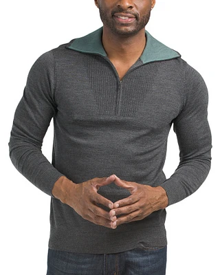 Merino Wool Wide Collar Quarter Zip Sweater For Men