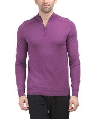 Merino Wool Quarter Zip Sweater For Men